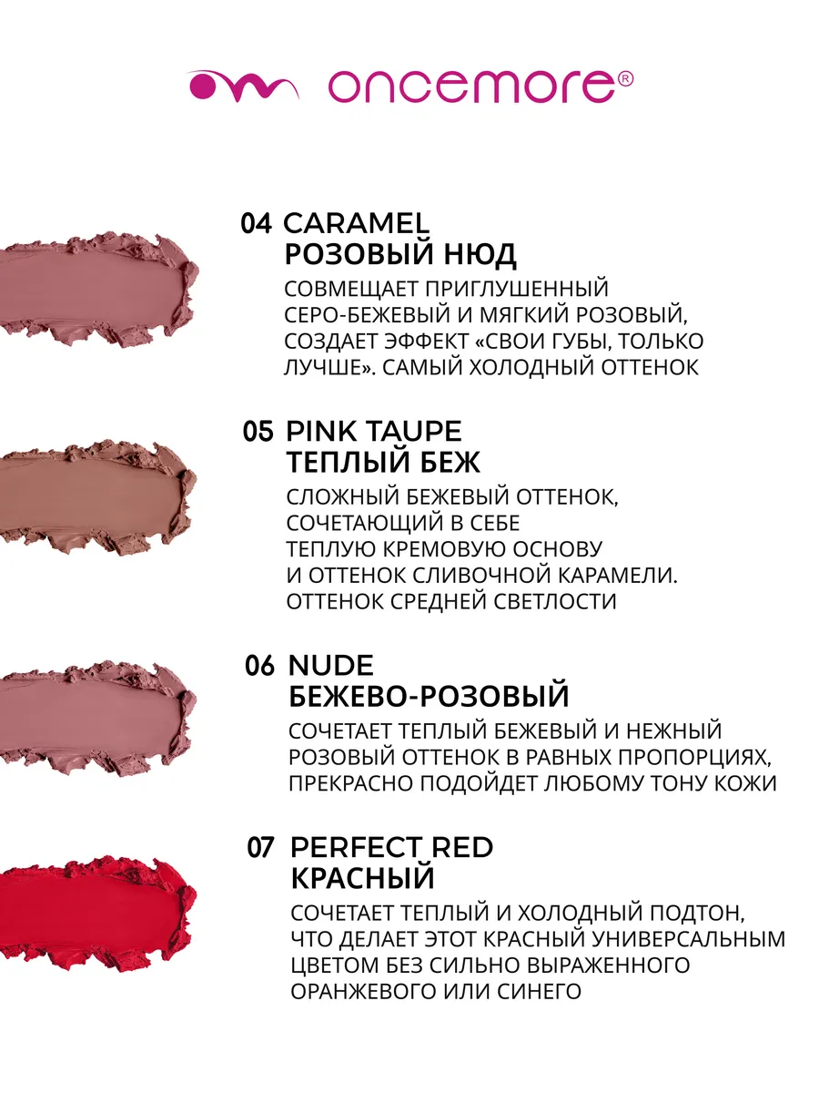 Карандаш для губ красный стойкий тон 07